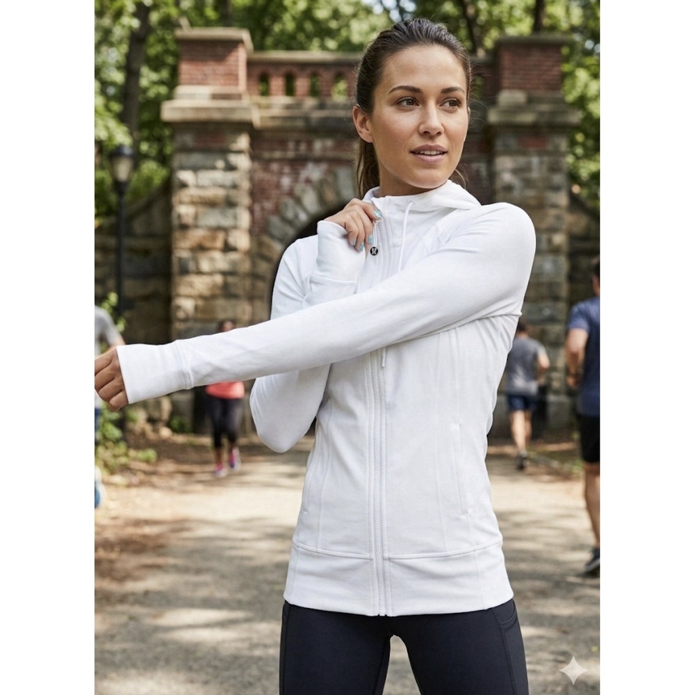 Lululemon Athletica Womens Stride II Hooded Jacket White Ribbed Trim 8‎ $168